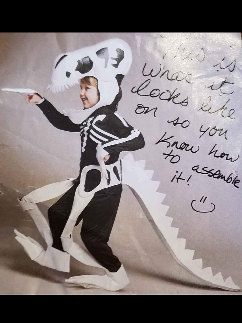 Chasing Fireflies Kid's Black And White Dinosaur Skeleton Costume